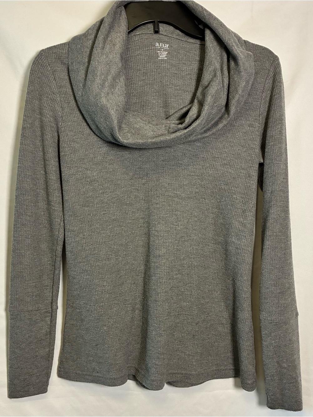 a.n.a Gray Ribbed Cowl Neck Sweater